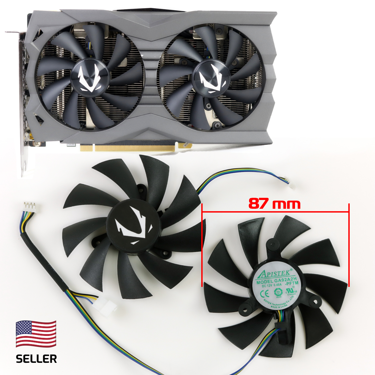 Full Set GPU Fans 87mm Zotac 2060 2070 2080 SUPER AMP Twin Mini GA92A2H | US ...