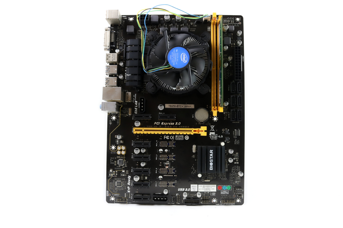 Full Kit MB/CPU/RAM - BIOSTAR TB250-BTC+ 8 Slot Mining
