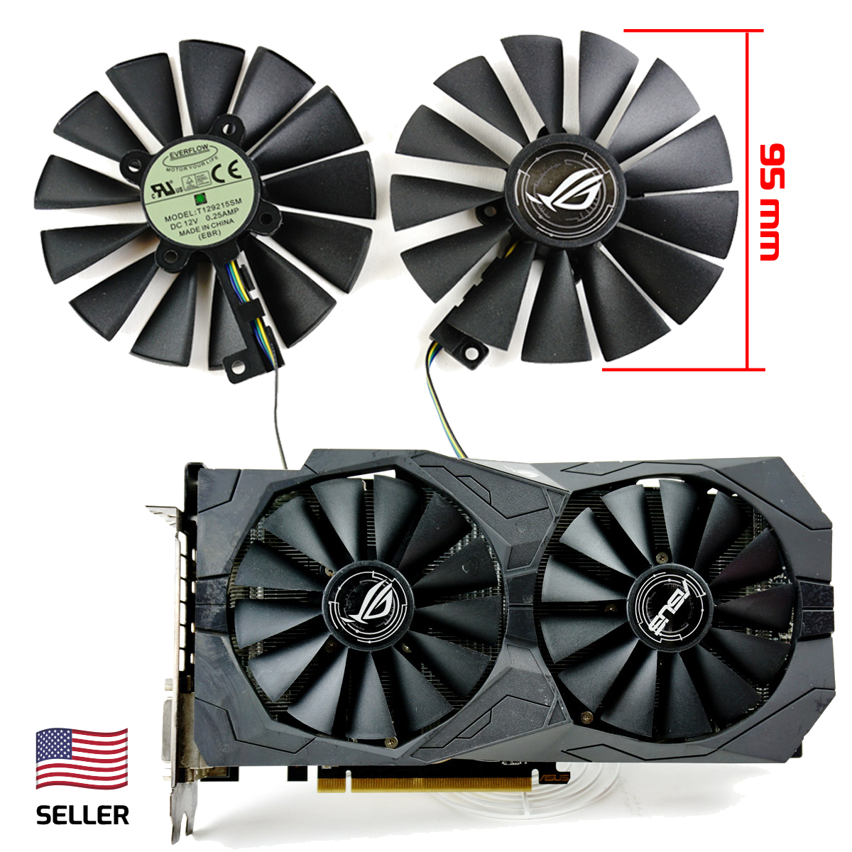 Full Set GPU Fan 95mm Asus Dual 480 580 T129215SM | US