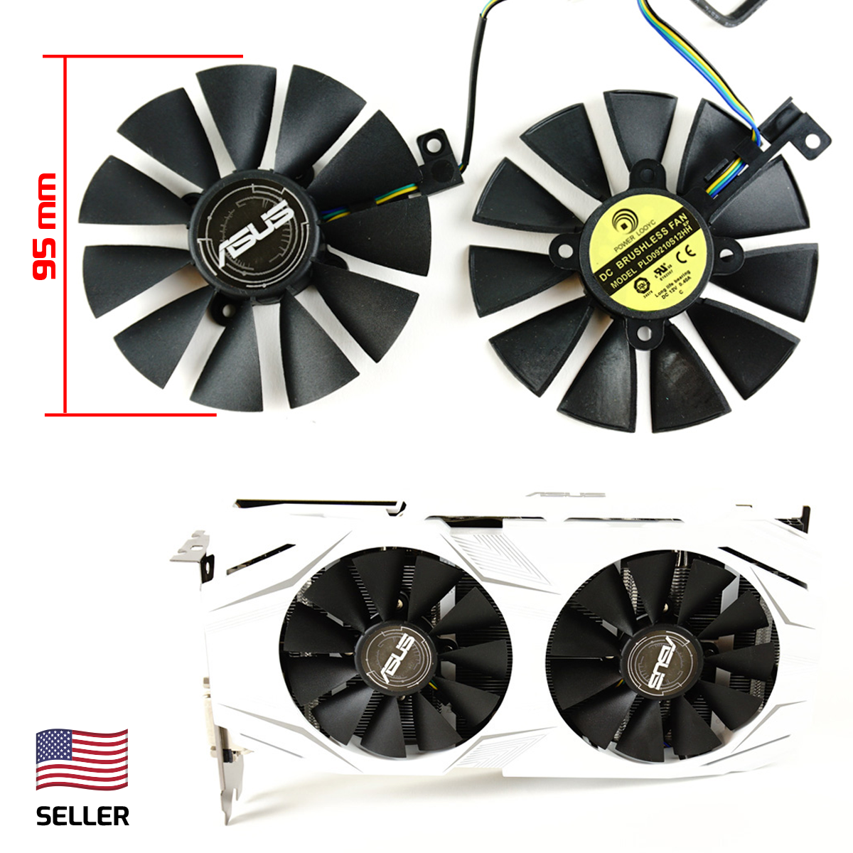 Full Set GPU Fans 87mm Asus Dual 1060 1070 PLD09210S12HH | US Seller, Fast Ship!