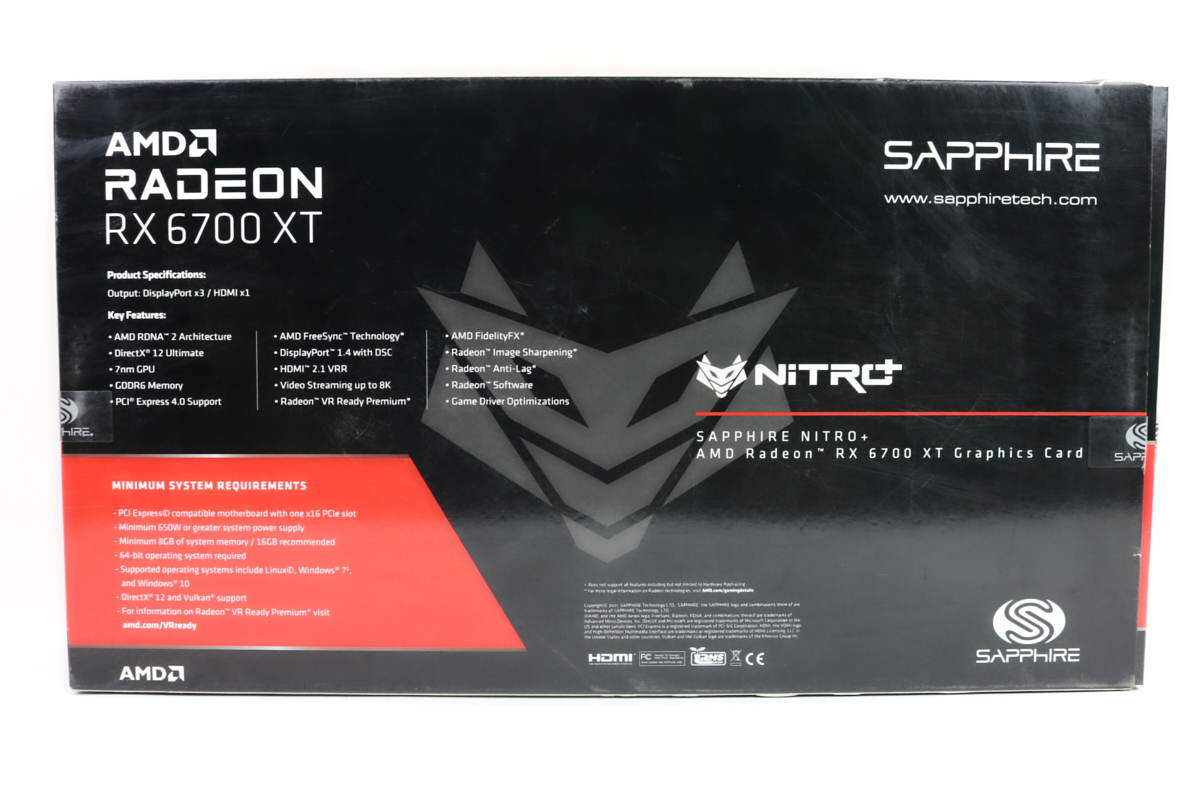 M*N様 SAPPHIRE RX6700XT 12GB NITRO+ GAMIN Sapphire Radeon RX 6700 XT 12GB Nitro+ GPU w/Box | 1yr Warranty
